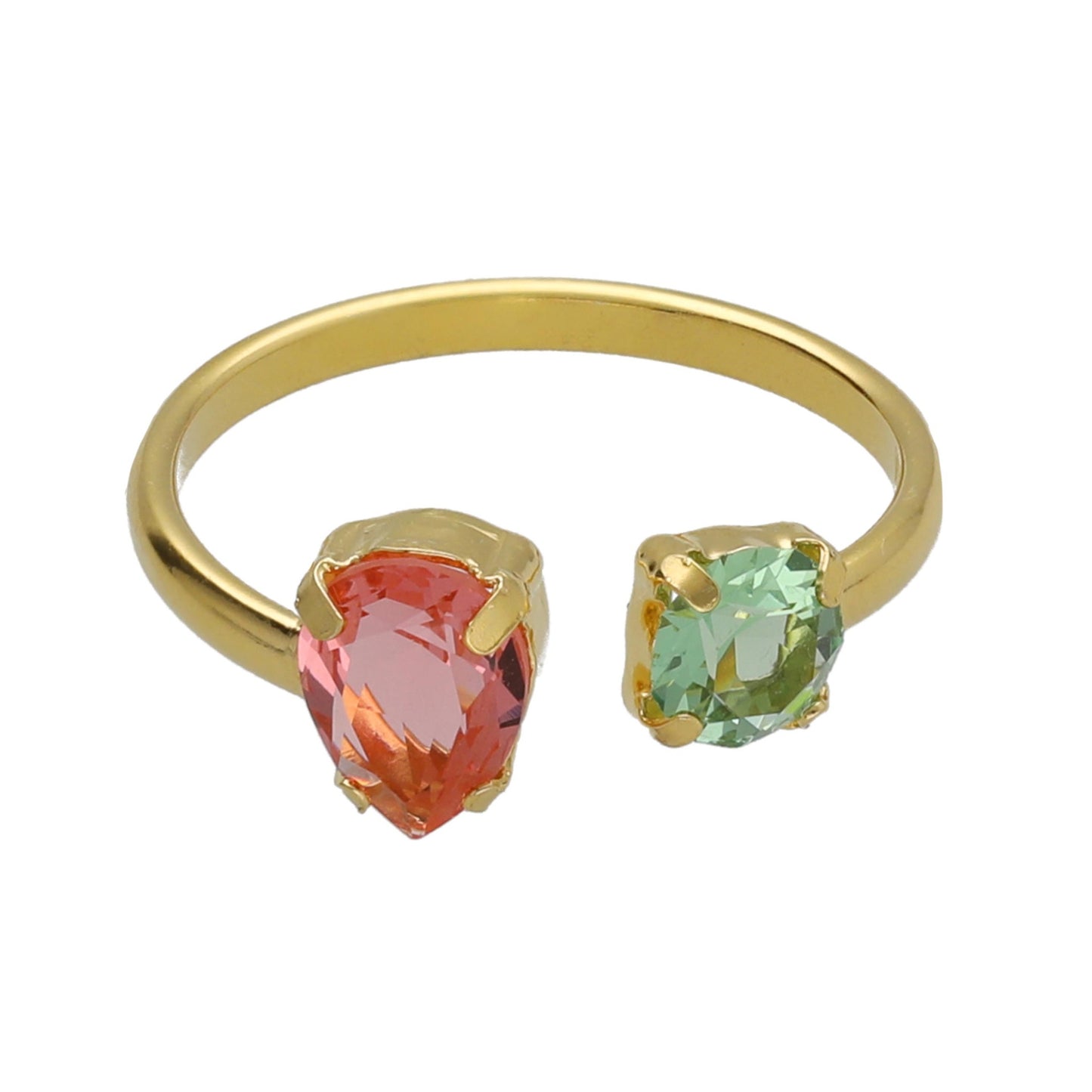 Gold plated Sterling Silver Adjustable ring orange crystal from Bay