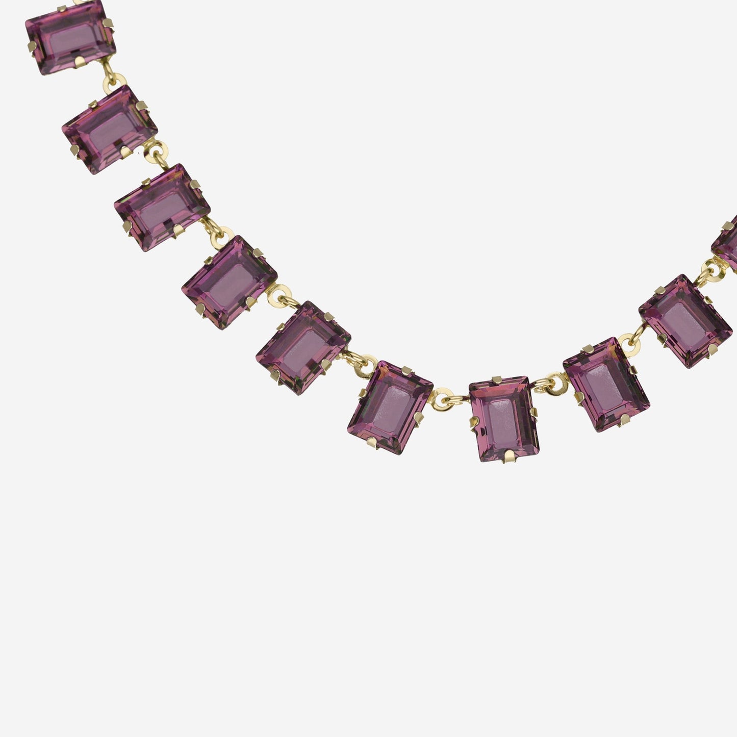 Gold plated Sterling Silver Short necklace rectangle crystal from Chiara