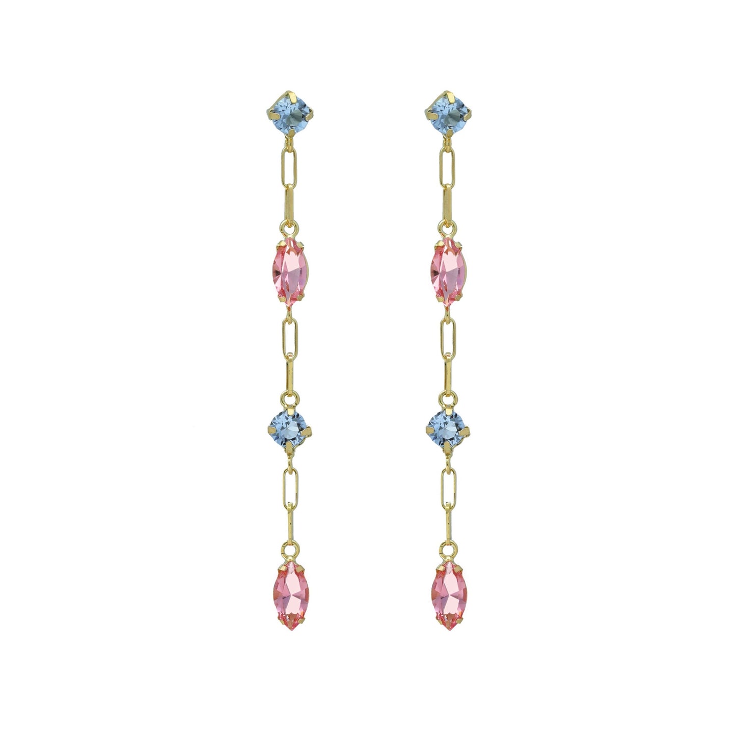 Gold plated Sterling Silver Long earrings crystal from Azalea