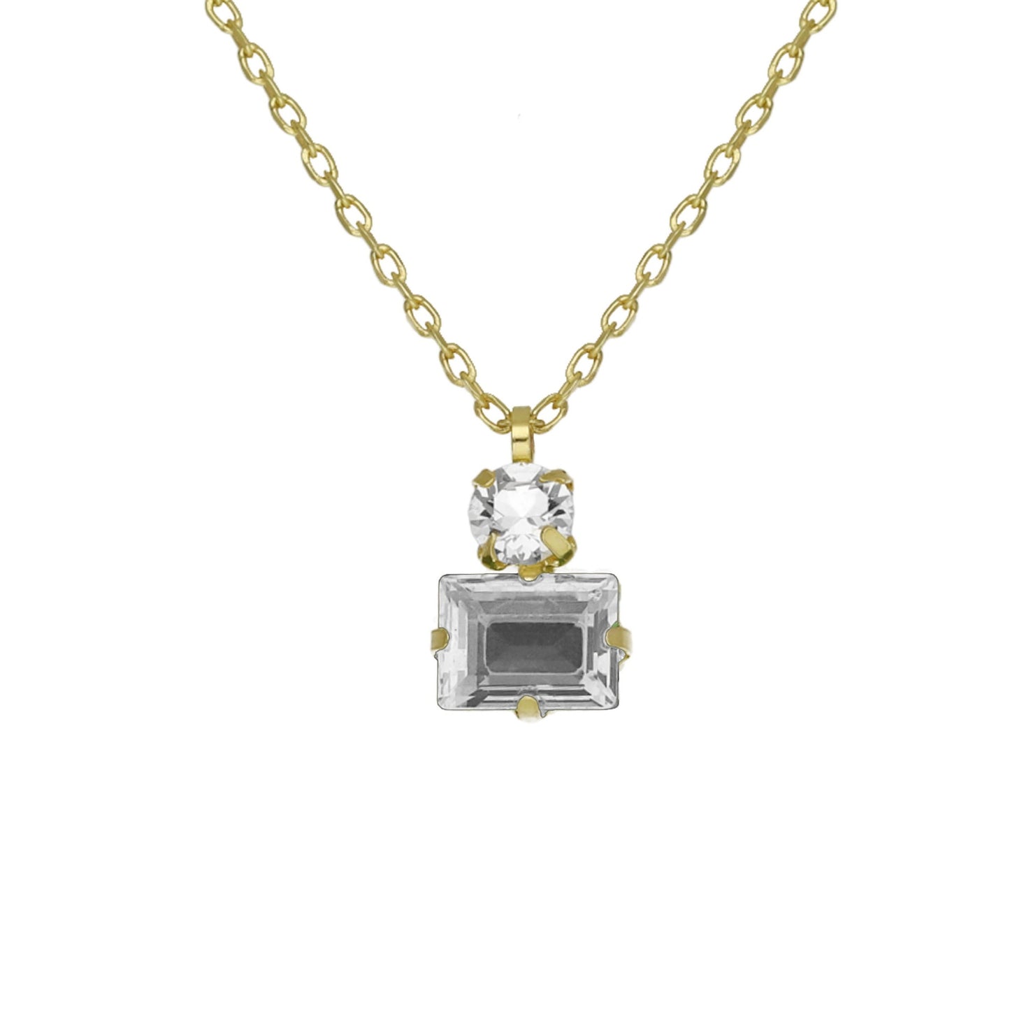 Gold plated Sterling Silver Short necklace rectangle crystal from Chiara