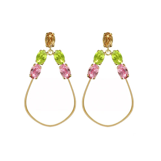 Sterling Silver Long earrings drop multicolor crystal from Alyssa