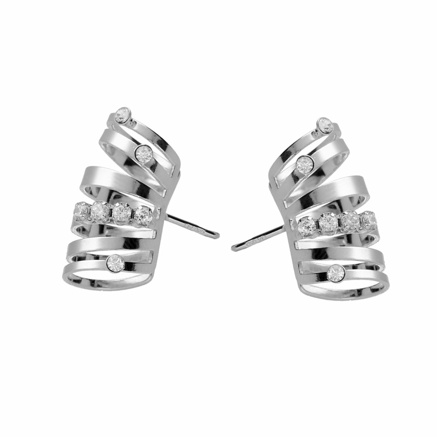 Pendientes cortos cristal blanco en Plata de Briseida