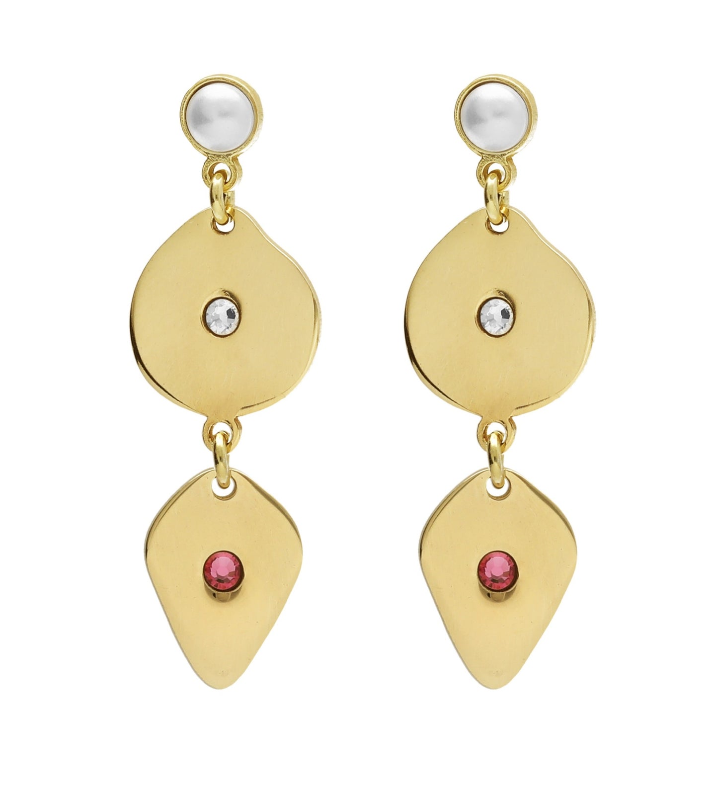 Gold plated Sterling Silver Long earrings drop white crystal from Greta