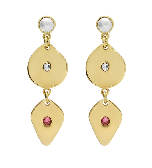 Gold plated Sterling Silver Long earrings drop white crystal from Greta