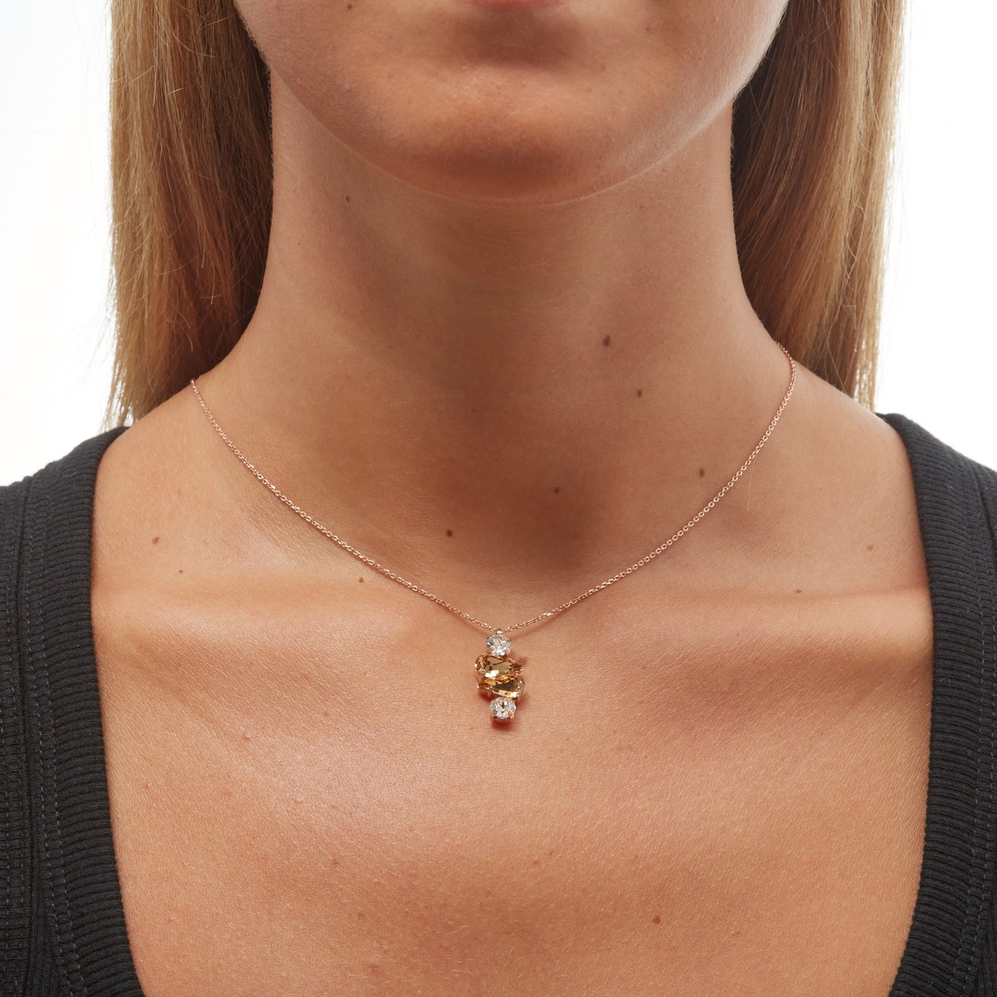 Rose Gold plated Sterling Silver Short necklace crystal from Drop