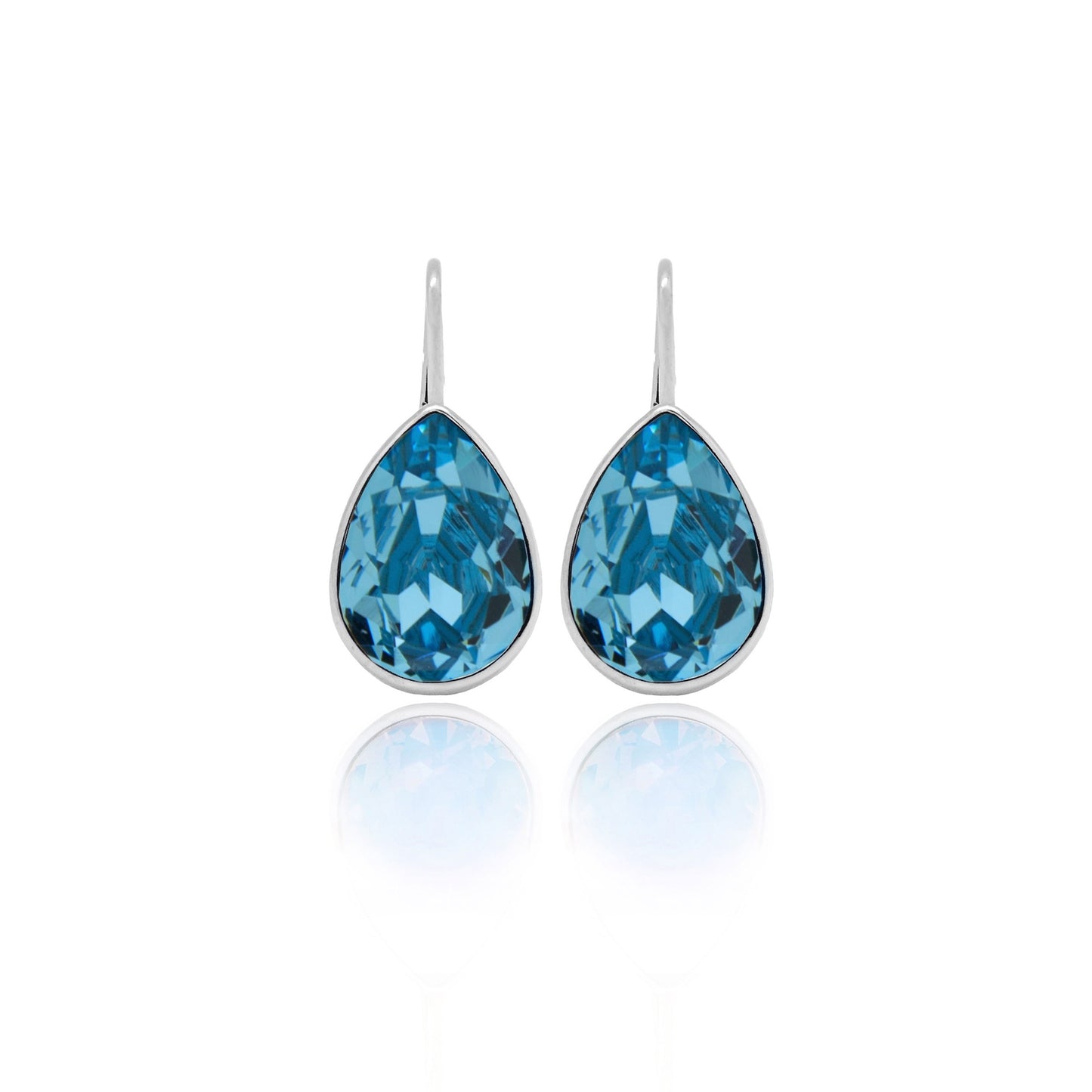 Rhodium Plated Sterling Silver Short earrings drop crystal from Essential