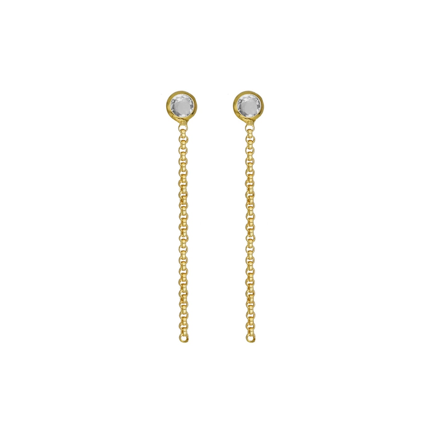 Gold plated Sterling Silver Long earrings circle crystal from Lis