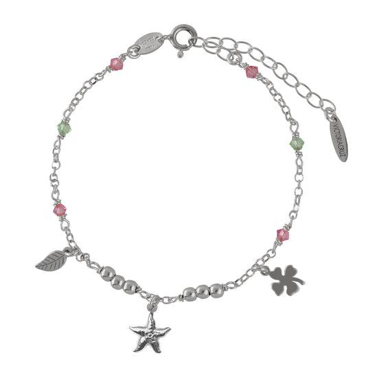 Rhodium Plated Sterling Silver Bracelet star multicolor crystal from Bliss