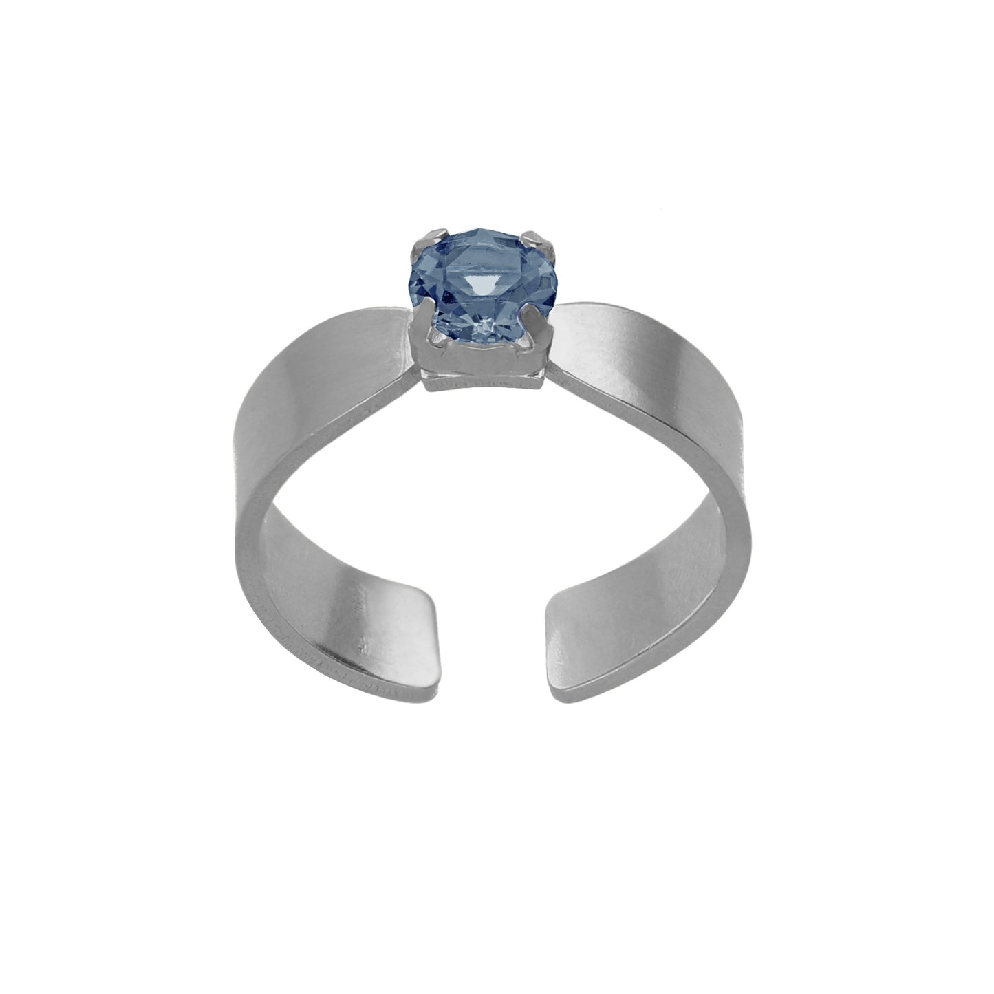 Rhodium plated Sterling Silver Adjustable ring crystal from Illume