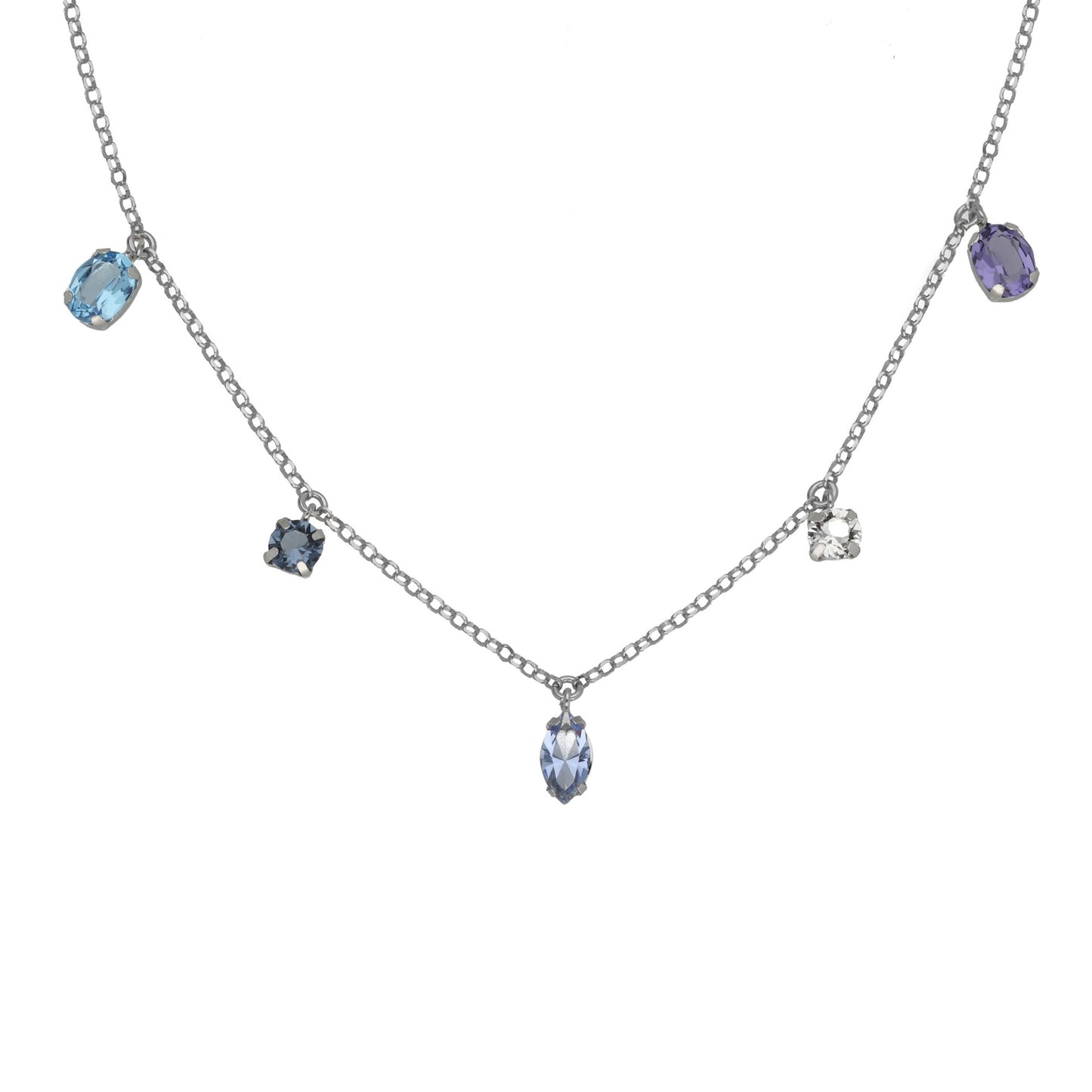 Sterling Silver Short necklace multicolor crystal from Sabina