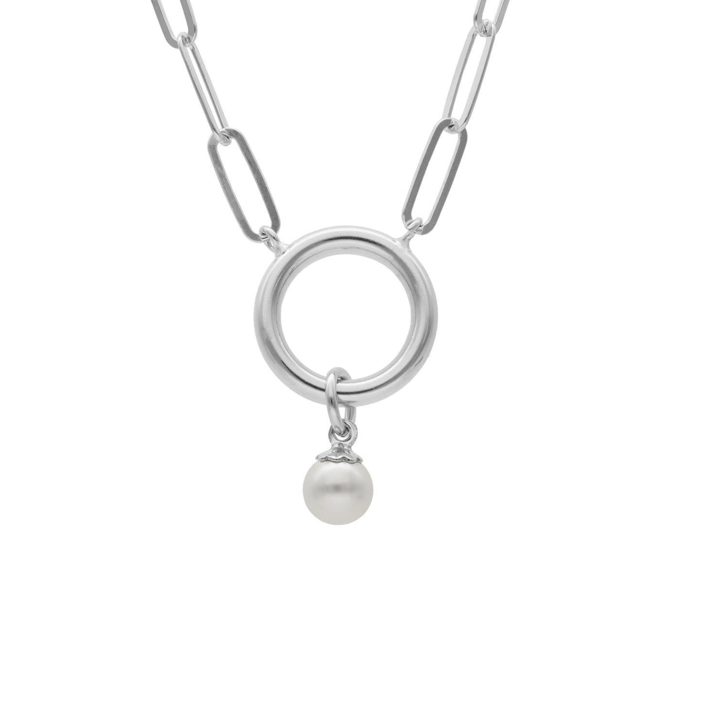 Sterling Silver Short necklace circle pearl from Greta