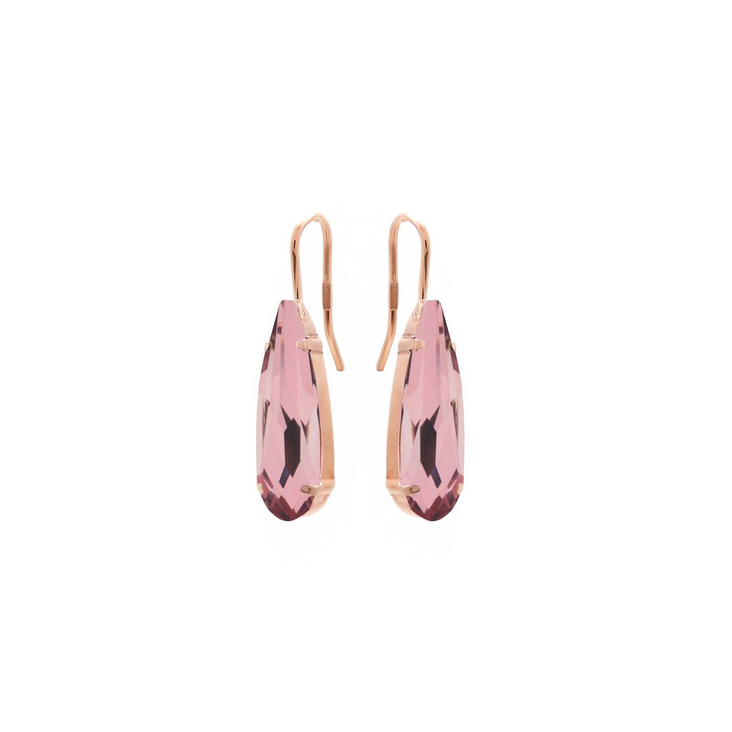 Pendientes largos marquesa cristal en Plata baño Oro Rosa de Marquesa