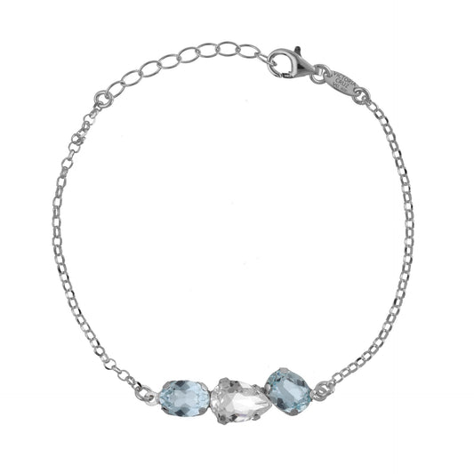 Pulsera cristal azul en Plata baño Rodio de Clarity