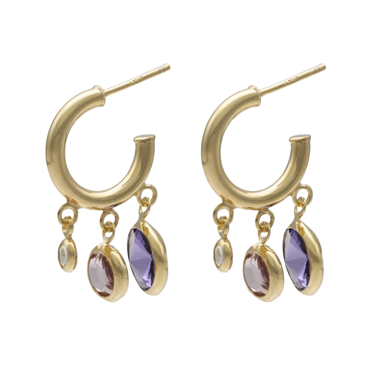 Gold plated Sterling Silver Hoop earrings crystal from Alice