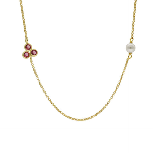 Gold plated Sterling Silver Short necklace crystals and pearls from Dahlia