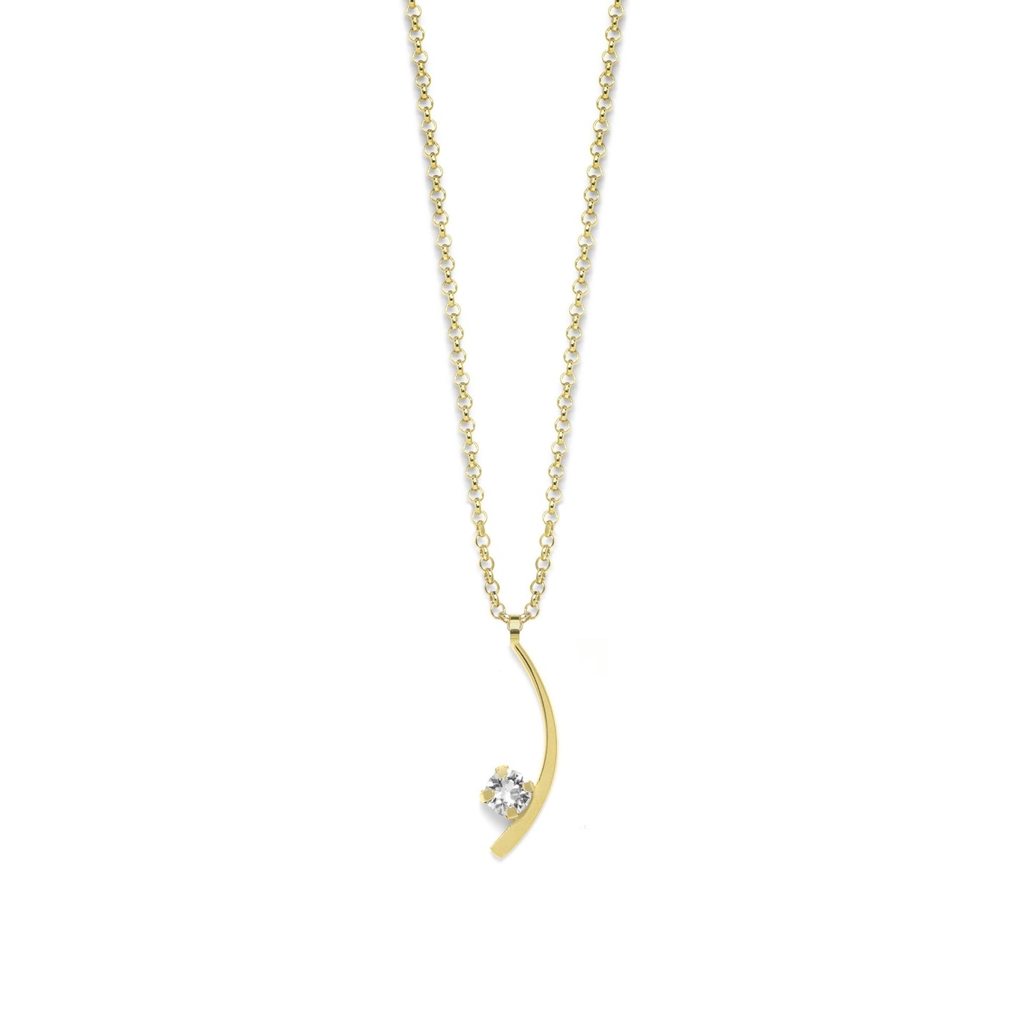 Gold plated Sterling Silver Short necklace moon white crystal from Selene