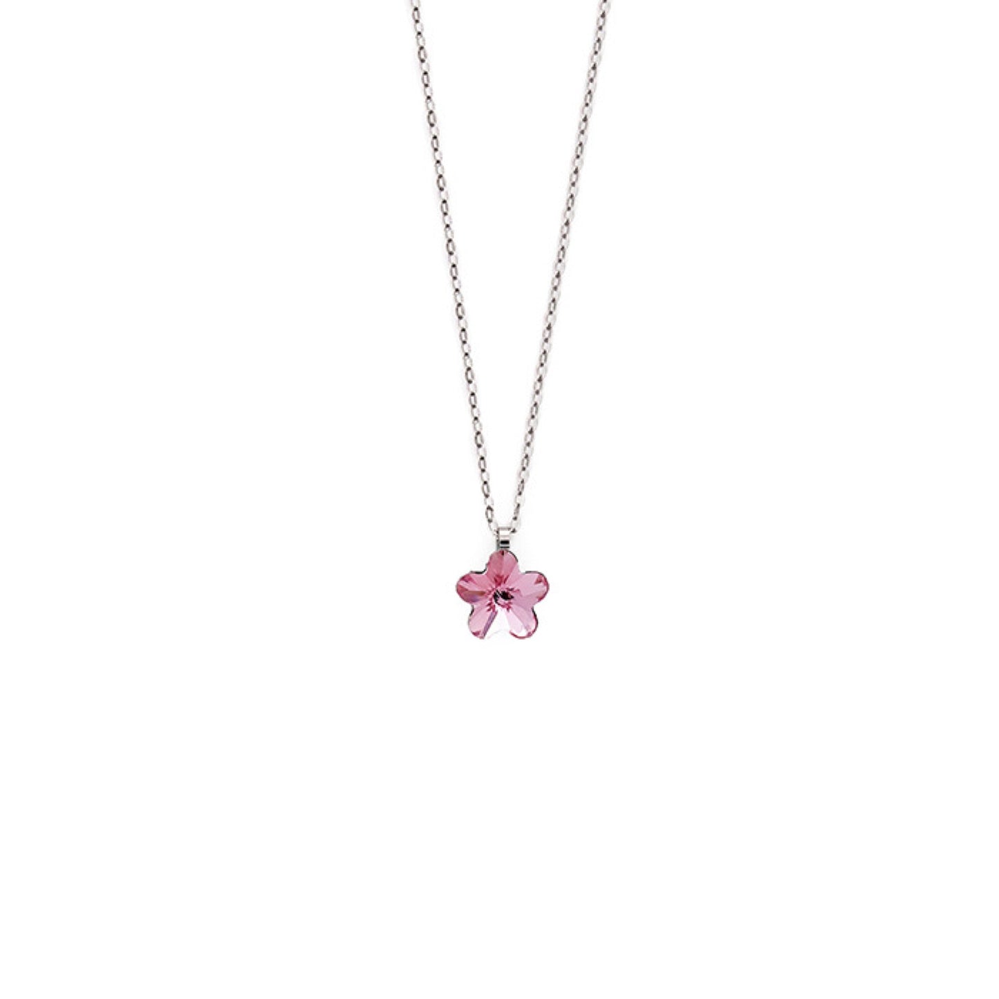 Rhodium Plated Sterling Silver Short necklace clover crystal from Fantasy