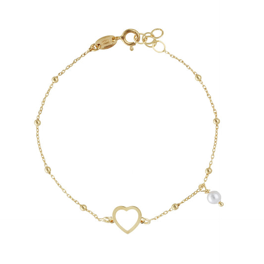 Pulsera corazón perla en Plata de Soulmate