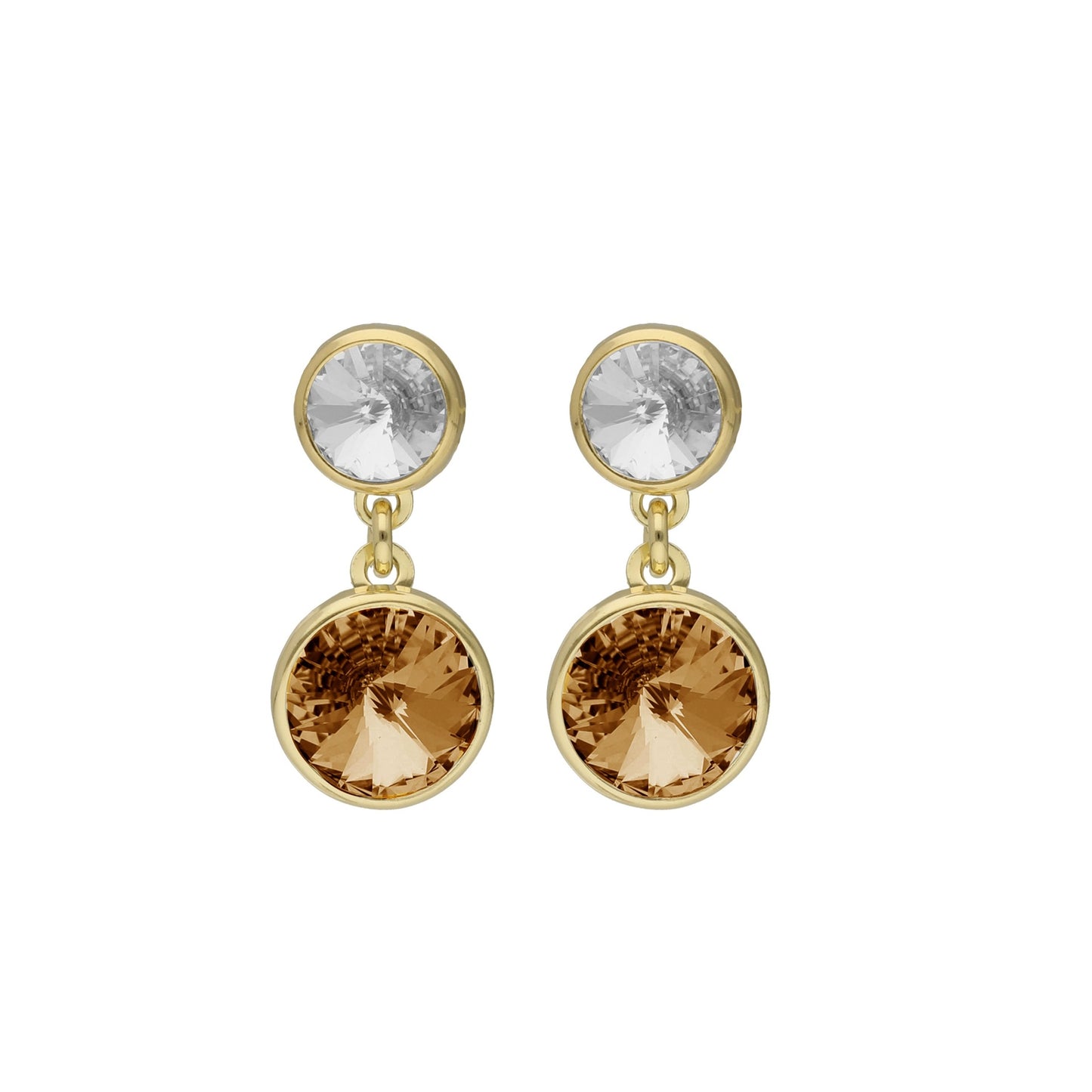 Gold plated Sterling Silver Short earrings 7 y 9mm crystal from Basic