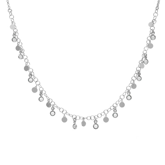 Rhodium Plated Sterling Silver Short necklace crystal from Obelia