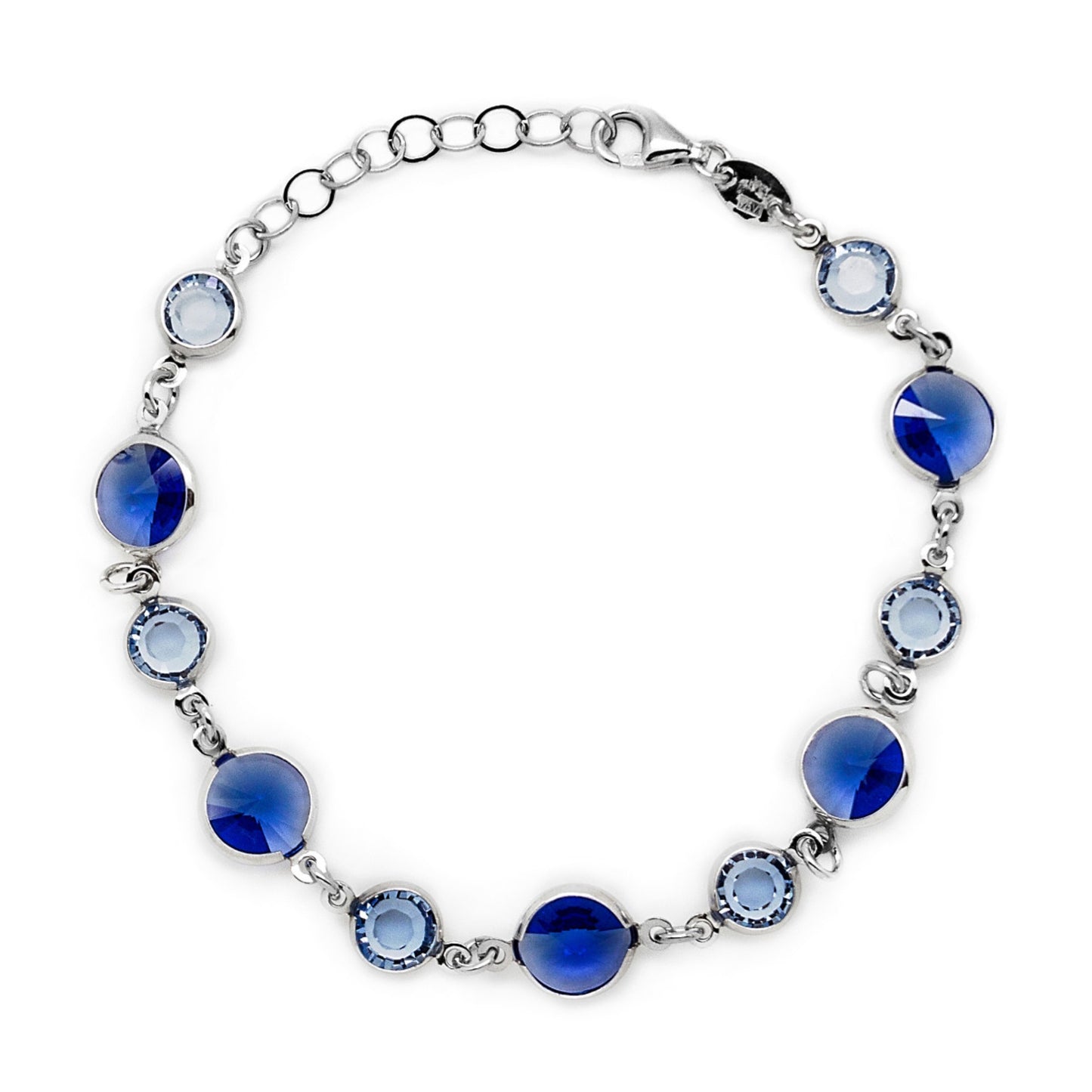 Rhodium Plated Sterling Silver Bracelet circle crystal