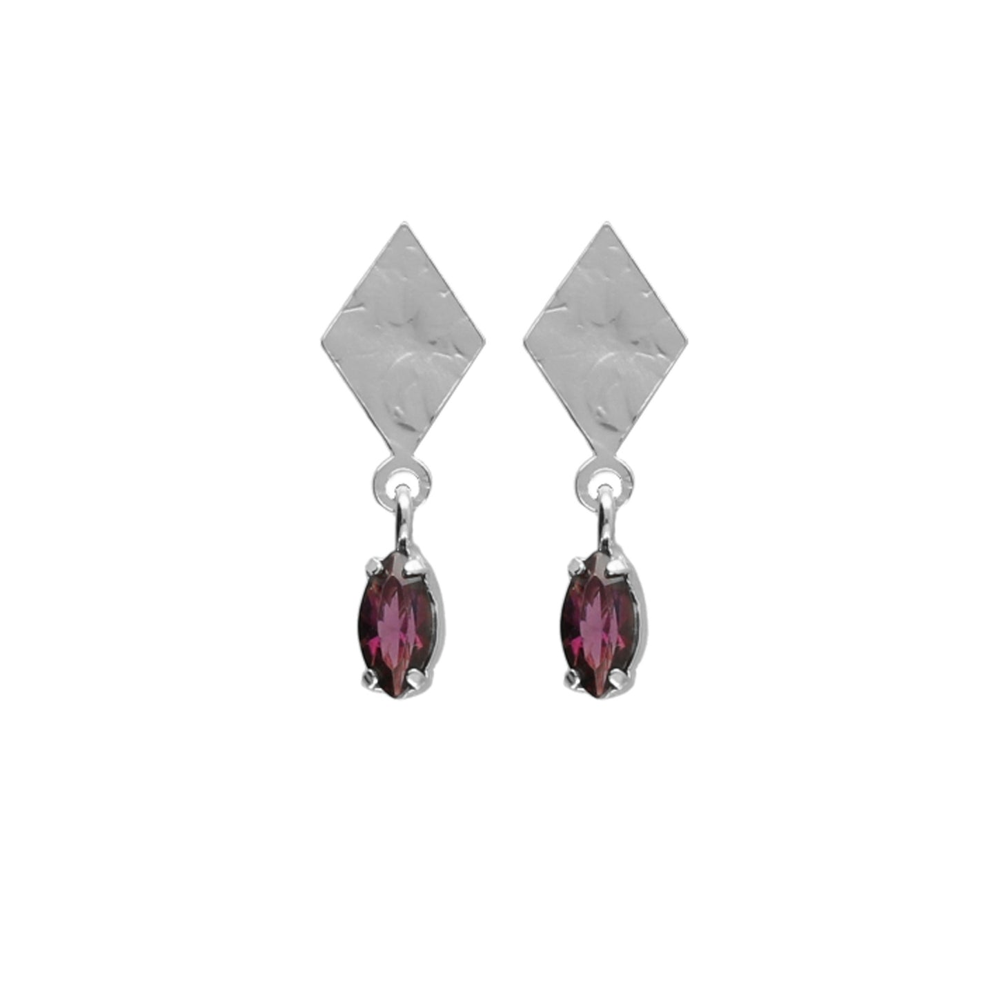 Sterling Silver Short earrings luck purple crystal from Etnia