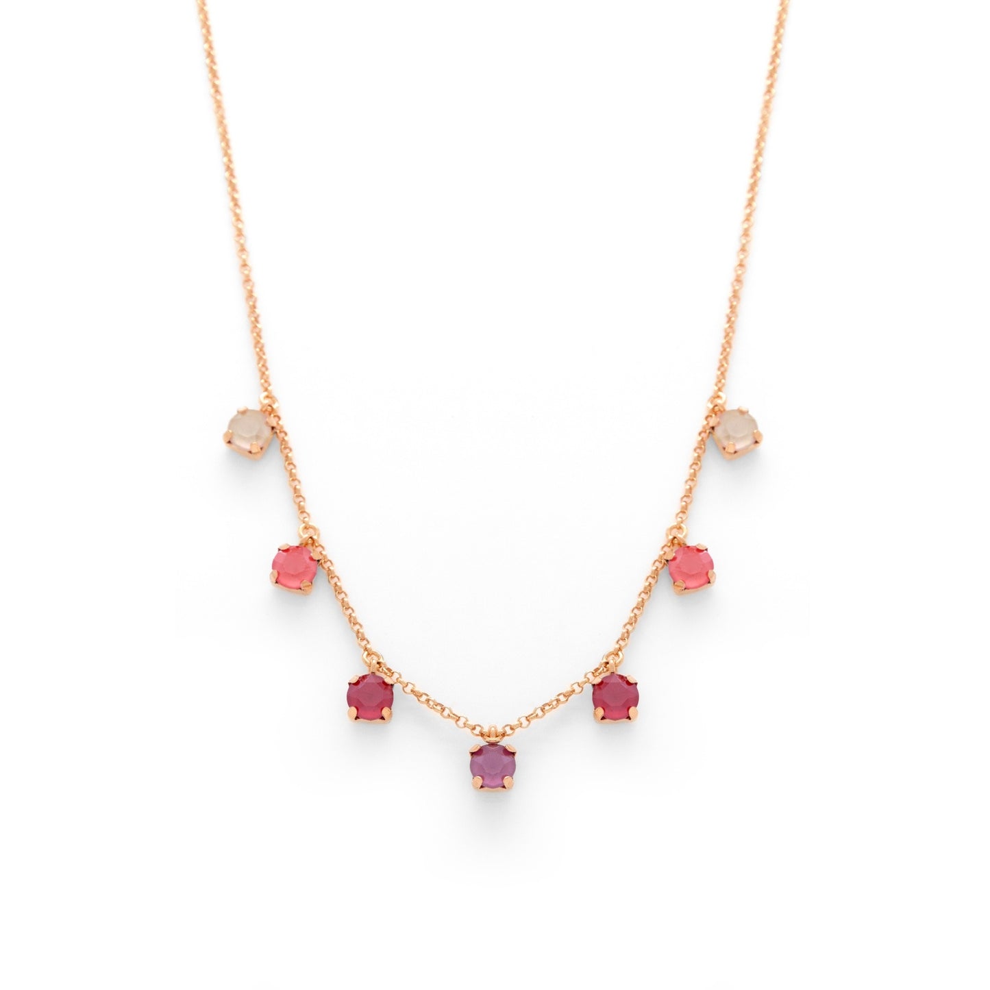 Rose Gold plated Sterling Silver Short necklace coral crystal from Agatti