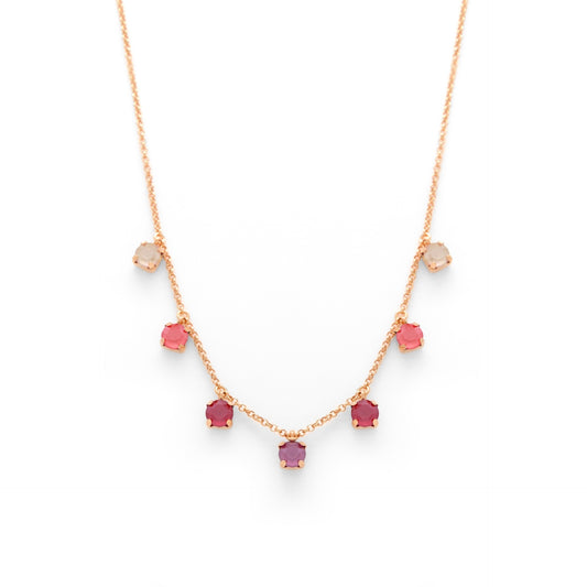 Rose Gold plated Sterling Silver Short necklace coral crystal from Agatti