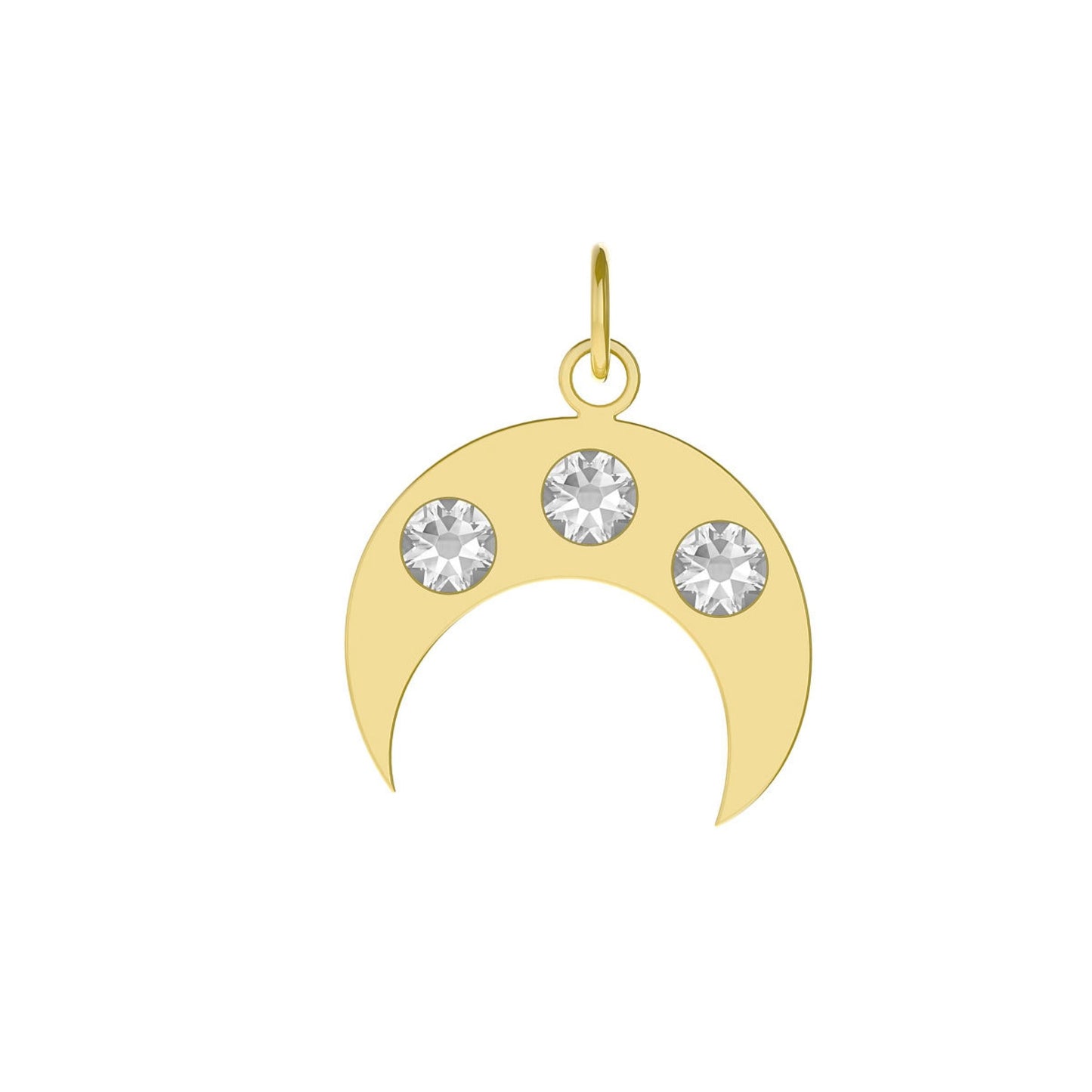 Sterling Silver Charm for Collar moon white crystal