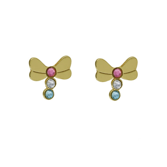 Sterling Silver Short earrings butterfly multicolor crystal from April