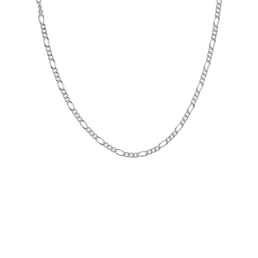 Rhodium Plated Sterling Silver Figaro Chain