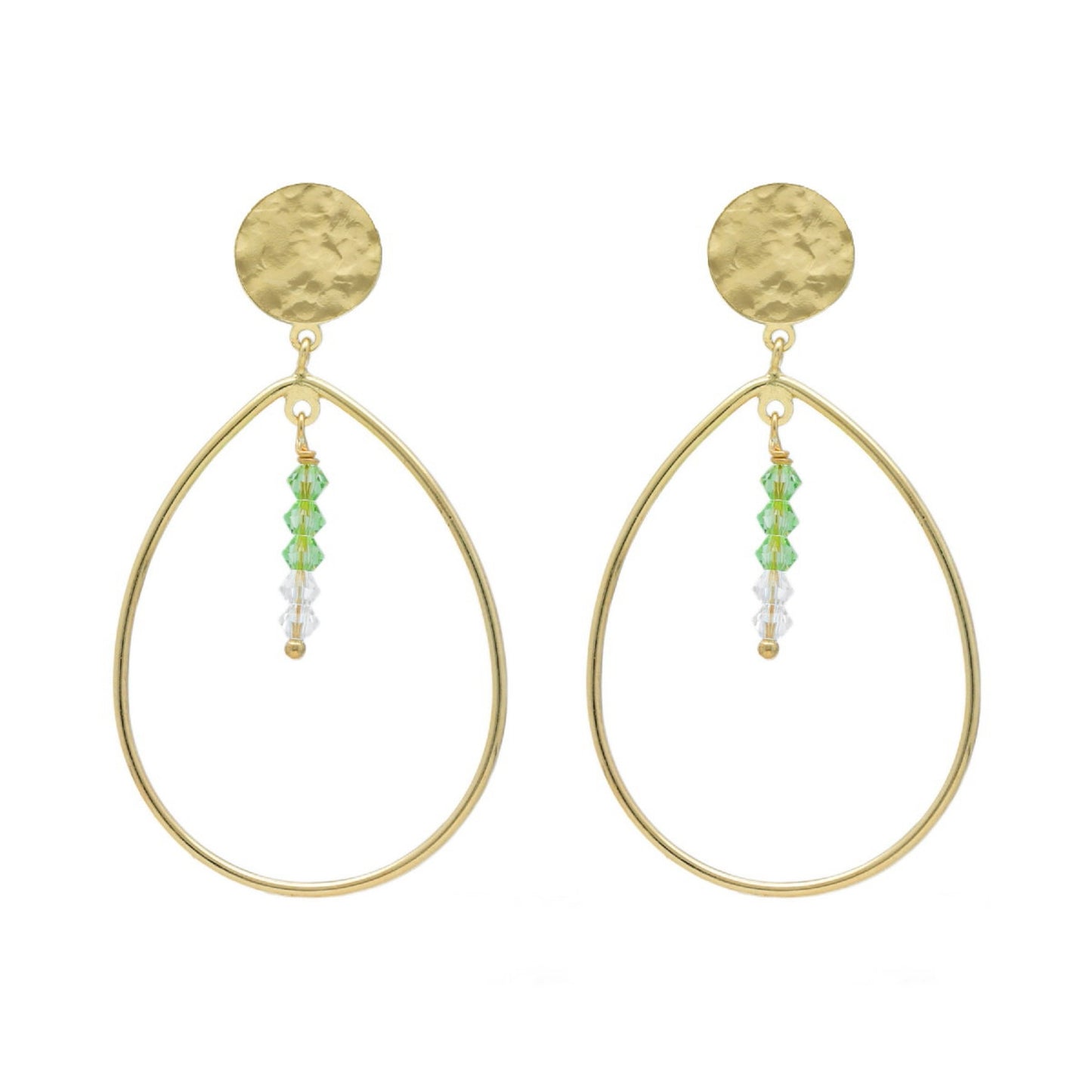 Gold plated Sterling Silver Long earrings oval crystal from Anya