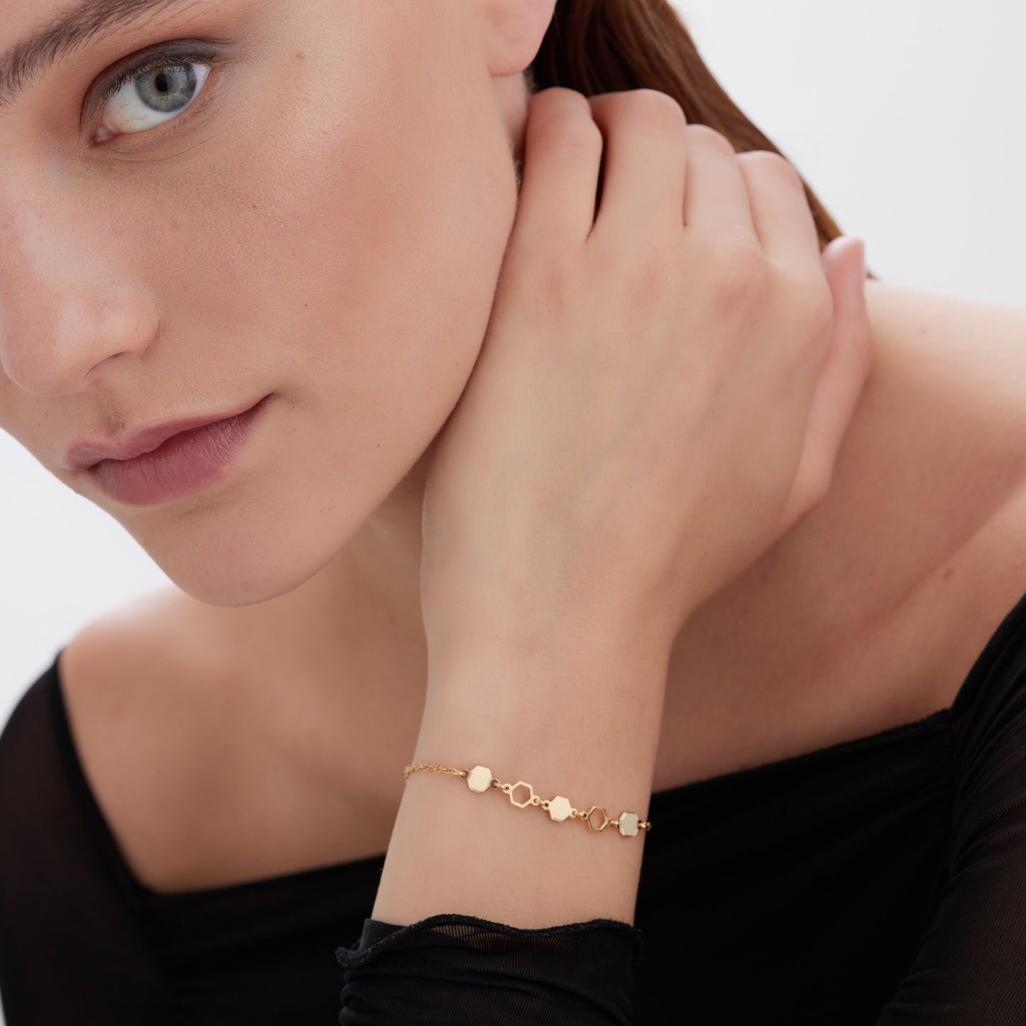 Gold plated Sterling Silver Bracelet hexagonal from Honey