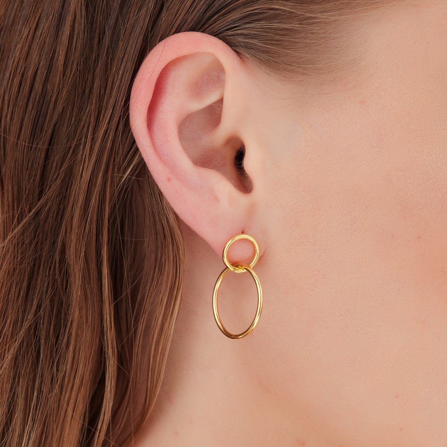 Gold plated Sterling Silver Long earrings circle from Odele