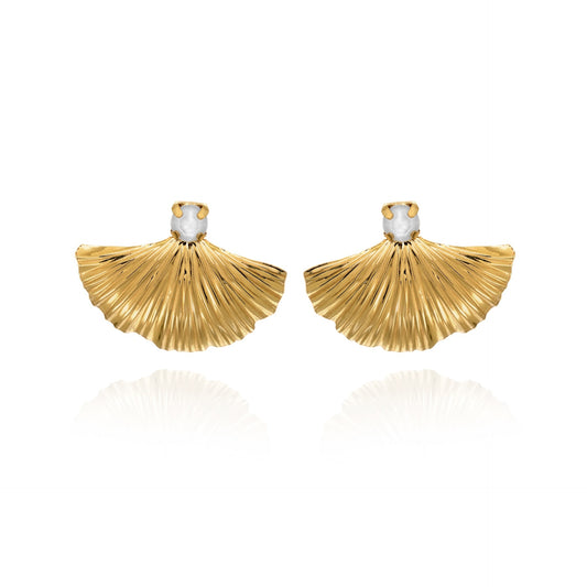 Gold plated Sterling Silver Long earrings fan