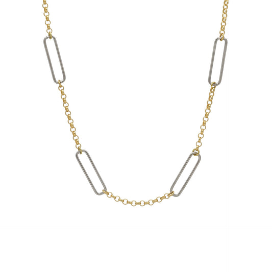 Rhodium and Gold plated Sterling Silver Short necklace link from Frame