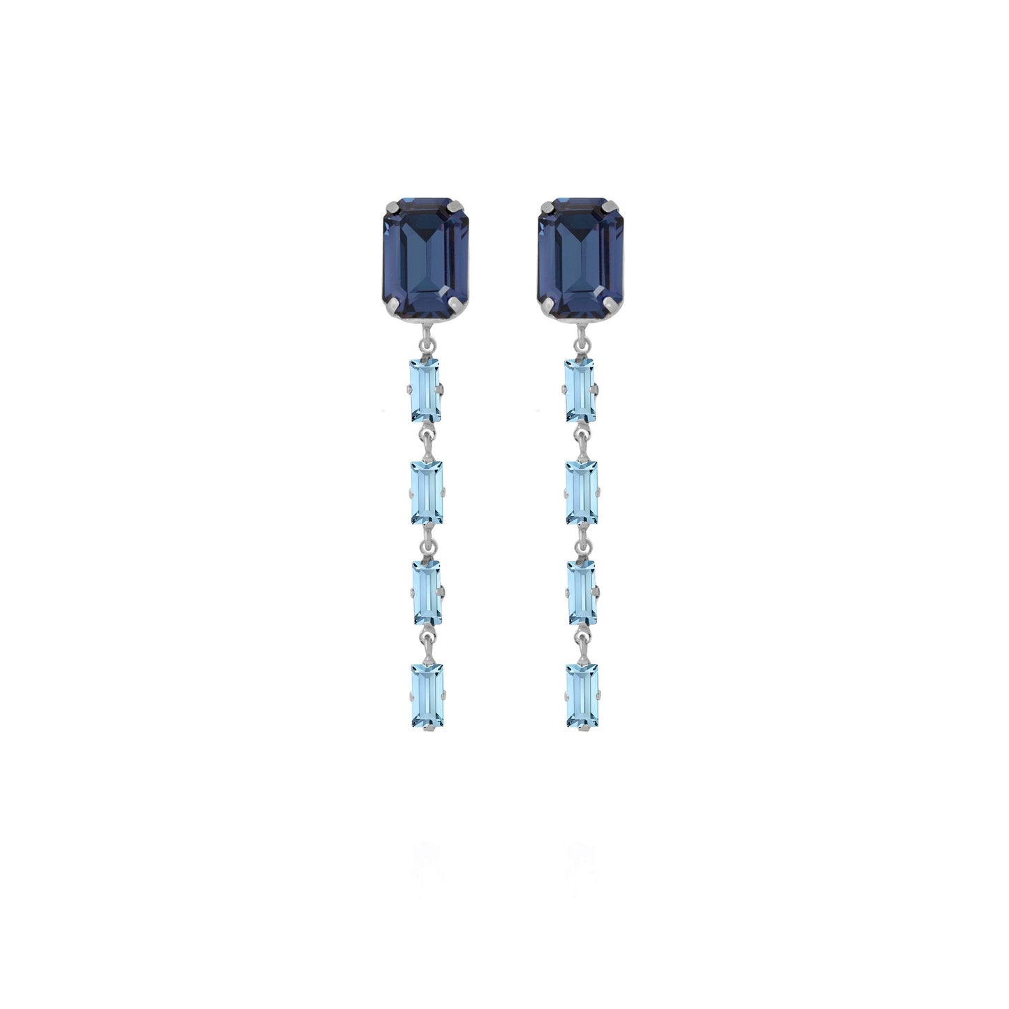 Rhodium Plated Sterling Silver Long earrings crystal from Esgueva