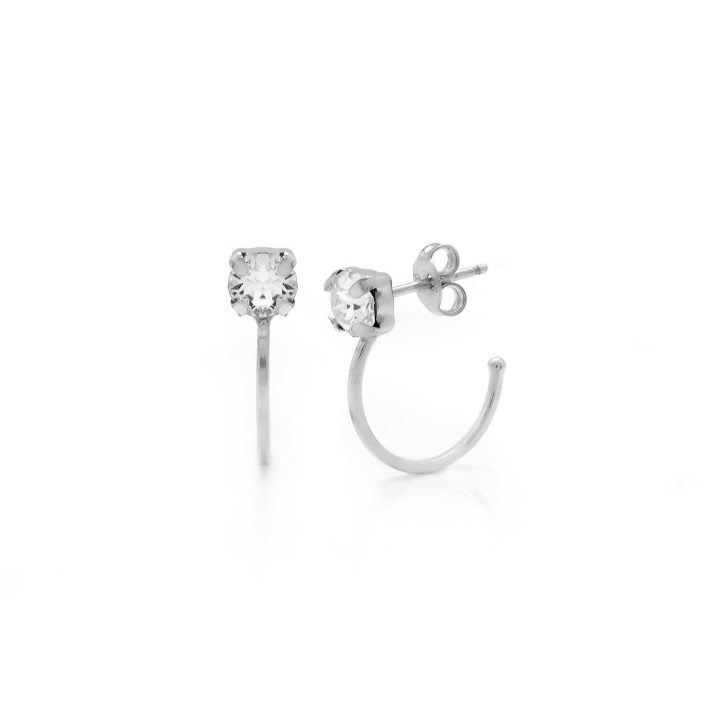 Pendientes aro cristal blanco en Plata de Celine