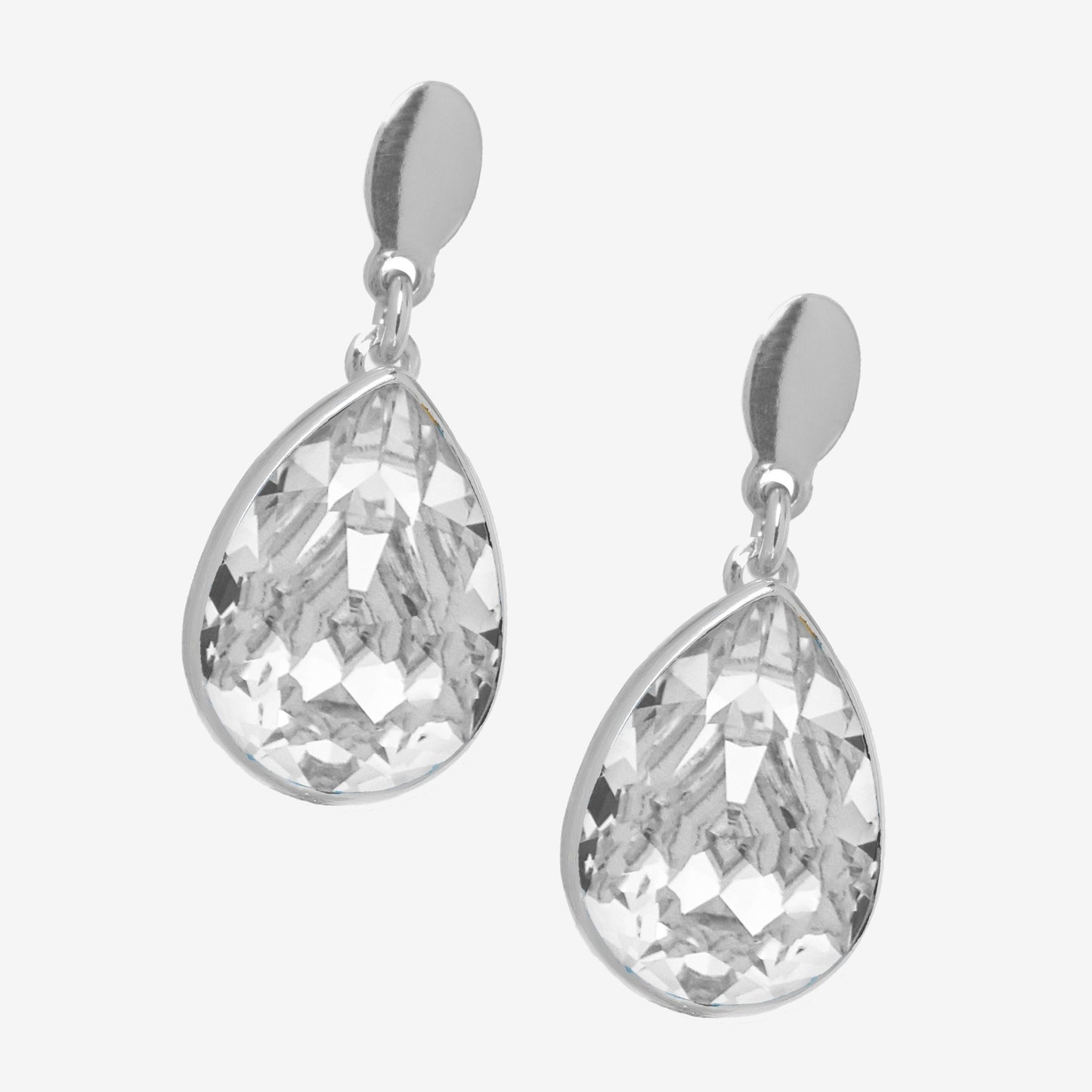 Rhodium Plated Sterling Silver Short earrings drop crystal from Magnolia