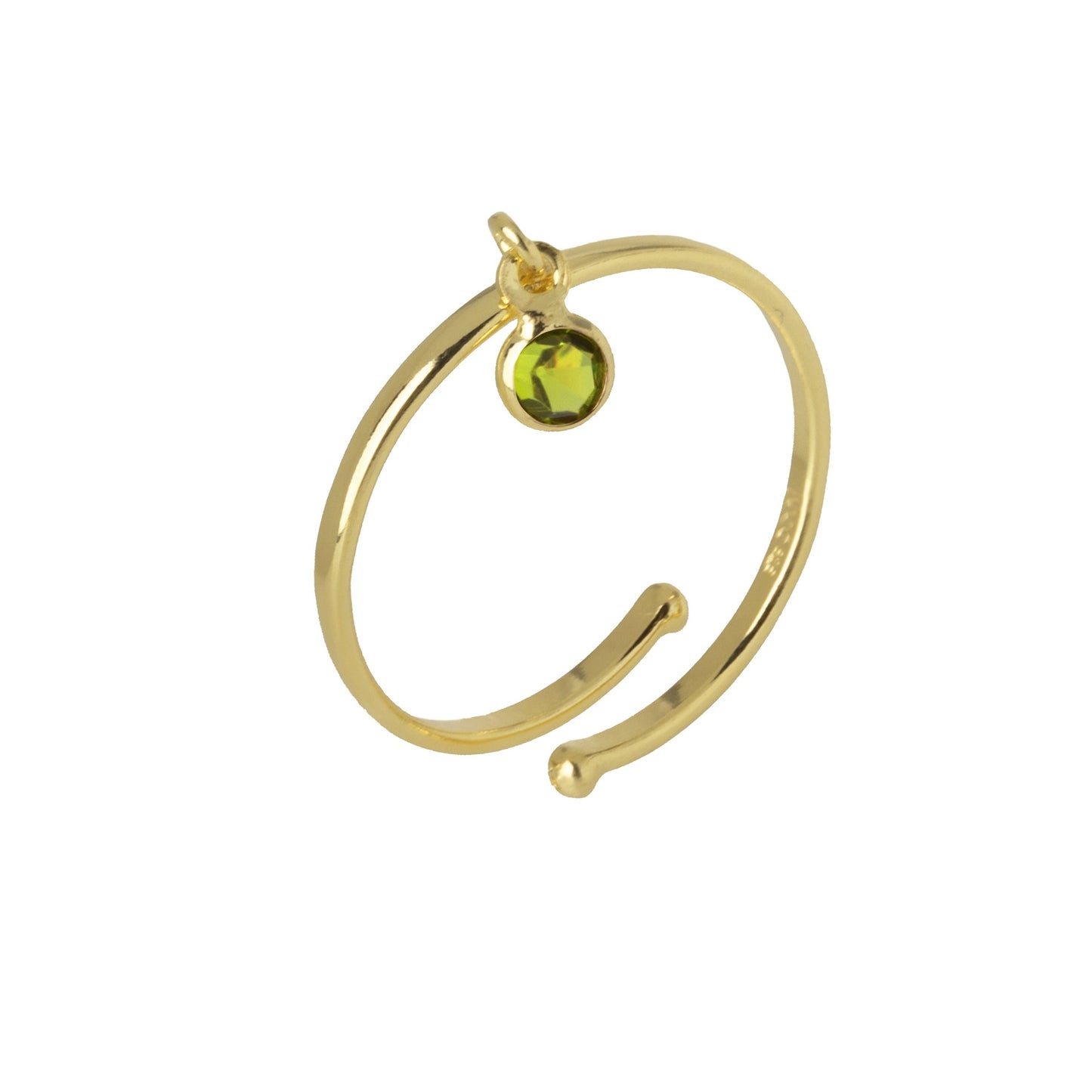 Gold plated Sterling Silver Adjustable ring circle crystal from Juliette