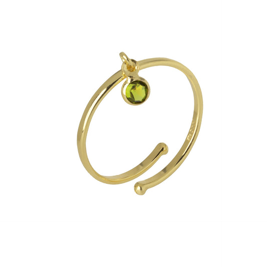 Gold plated Sterling Silver Adjustable ring circle crystal from Juliette