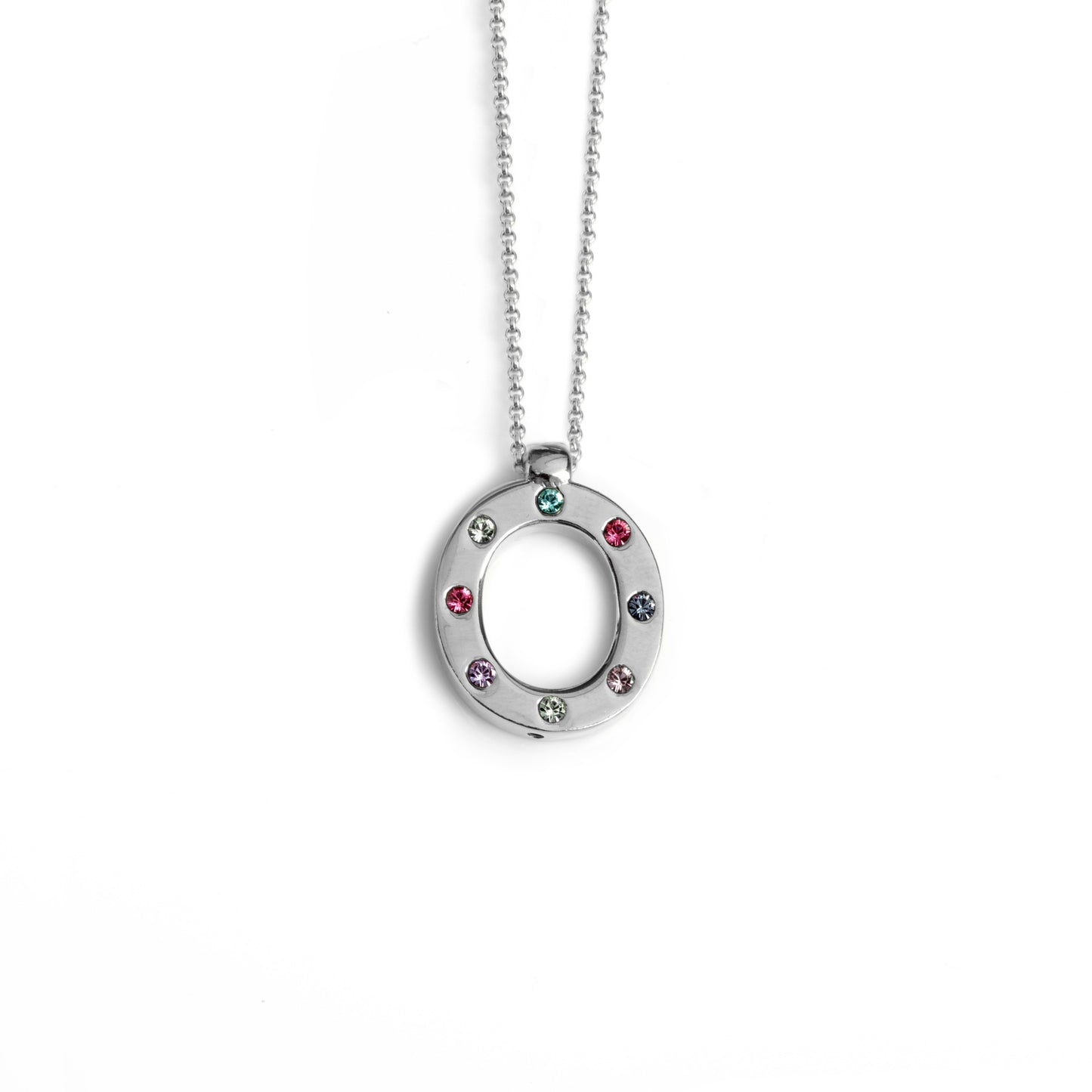 Rhodium Plated Sterling Silver Short necklace letter multicolor crystal from Letter