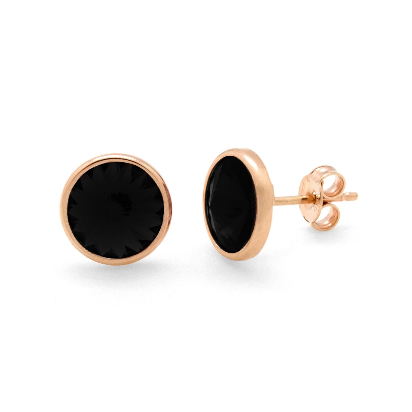 Rose Gold plated Sterling Silver Stud earrings 11,5mm circle crystal from Basic