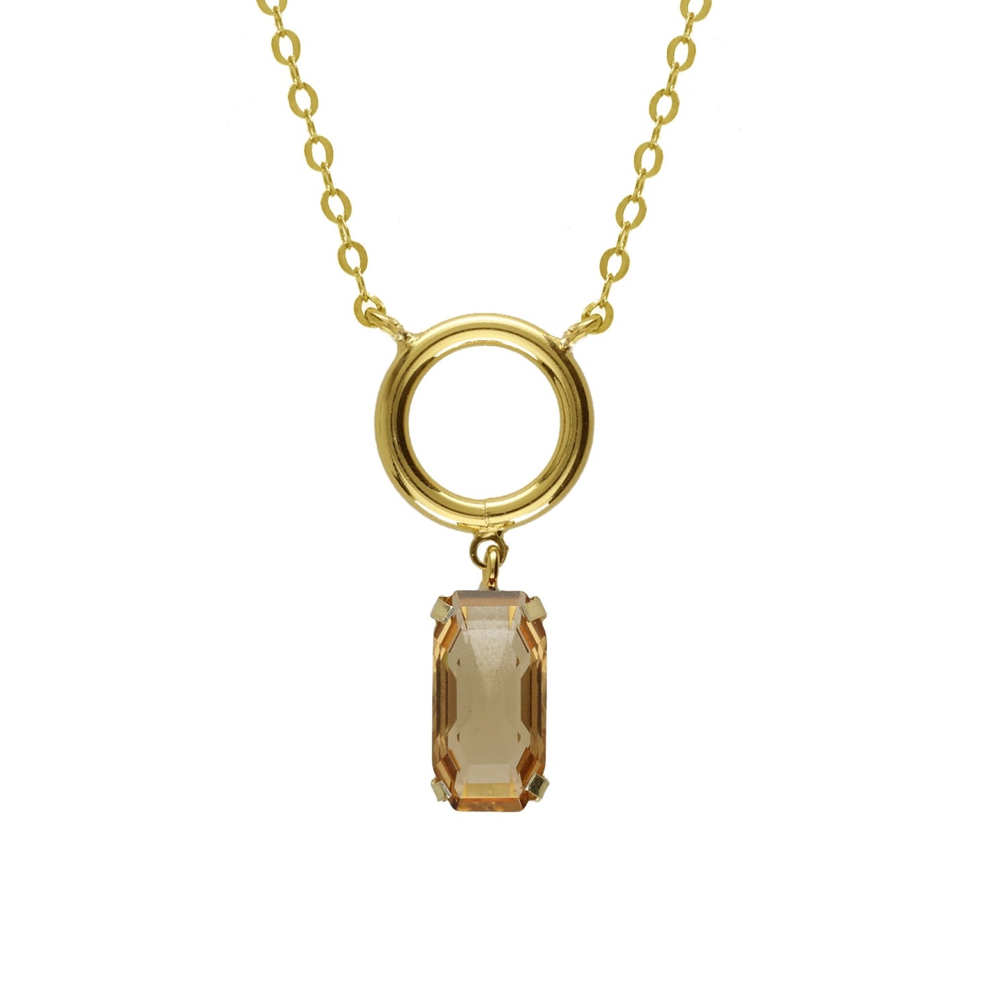 Gold plated Sterling Silver Short necklace rectangle crystal from Inspire