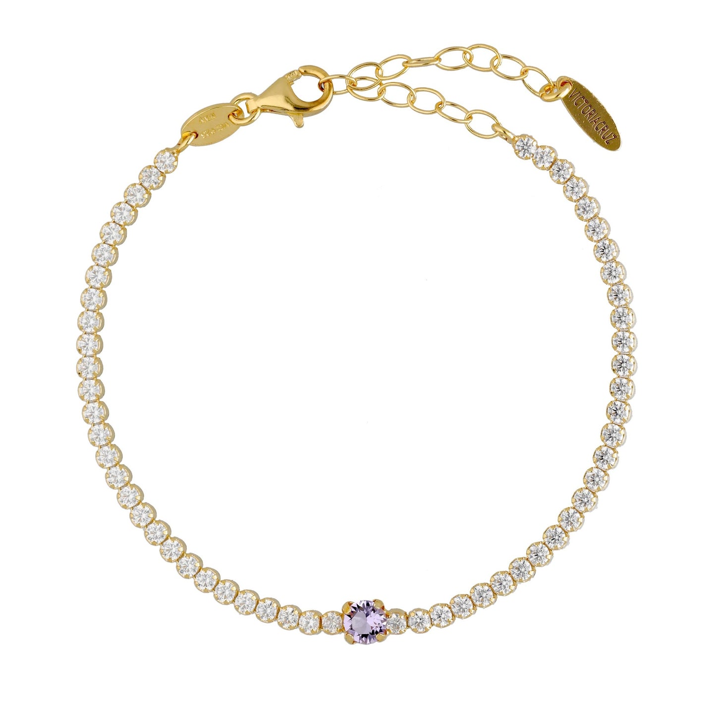 Pulsera cascada cristal en Plata baño Oro de Ryver