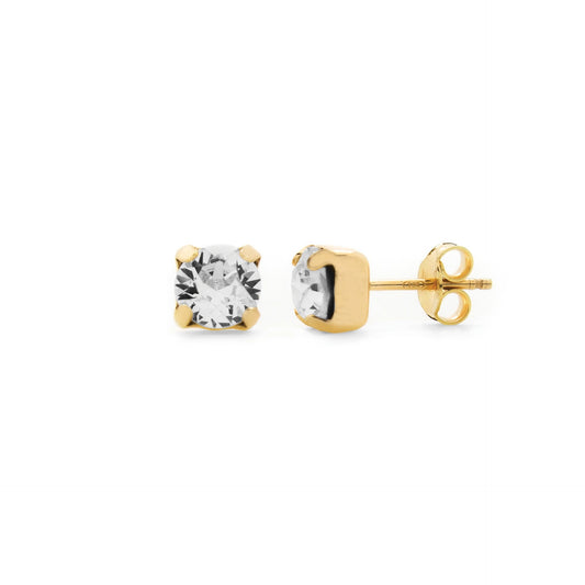 Gold plated Sterling Silver Stud earrings circle crystal from Celine