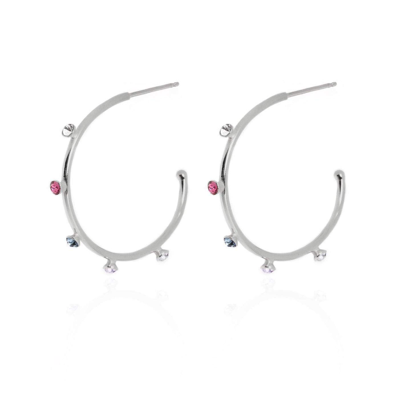 Rhodium Plated Sterling Silver Hoop earrings crystal from Iris