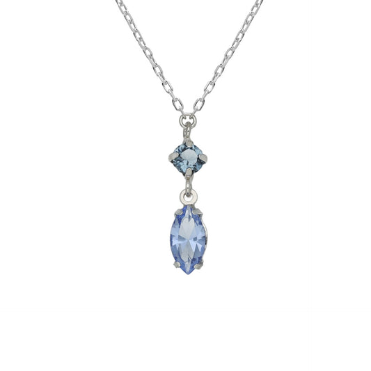 Rhodium Plated Sterling Silver Short necklace blue crystal from Sabina