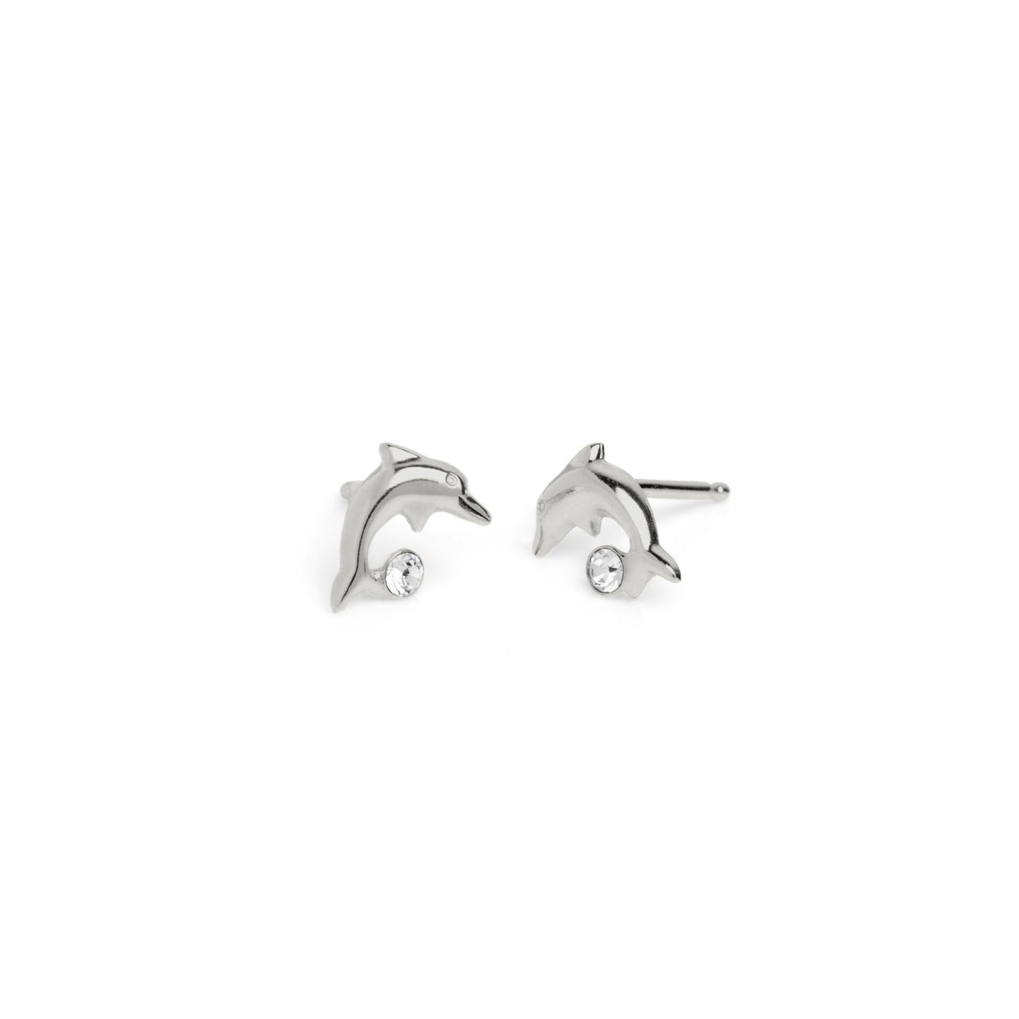 Sterling Silver Stud earrings dolphin white crystal from Kids