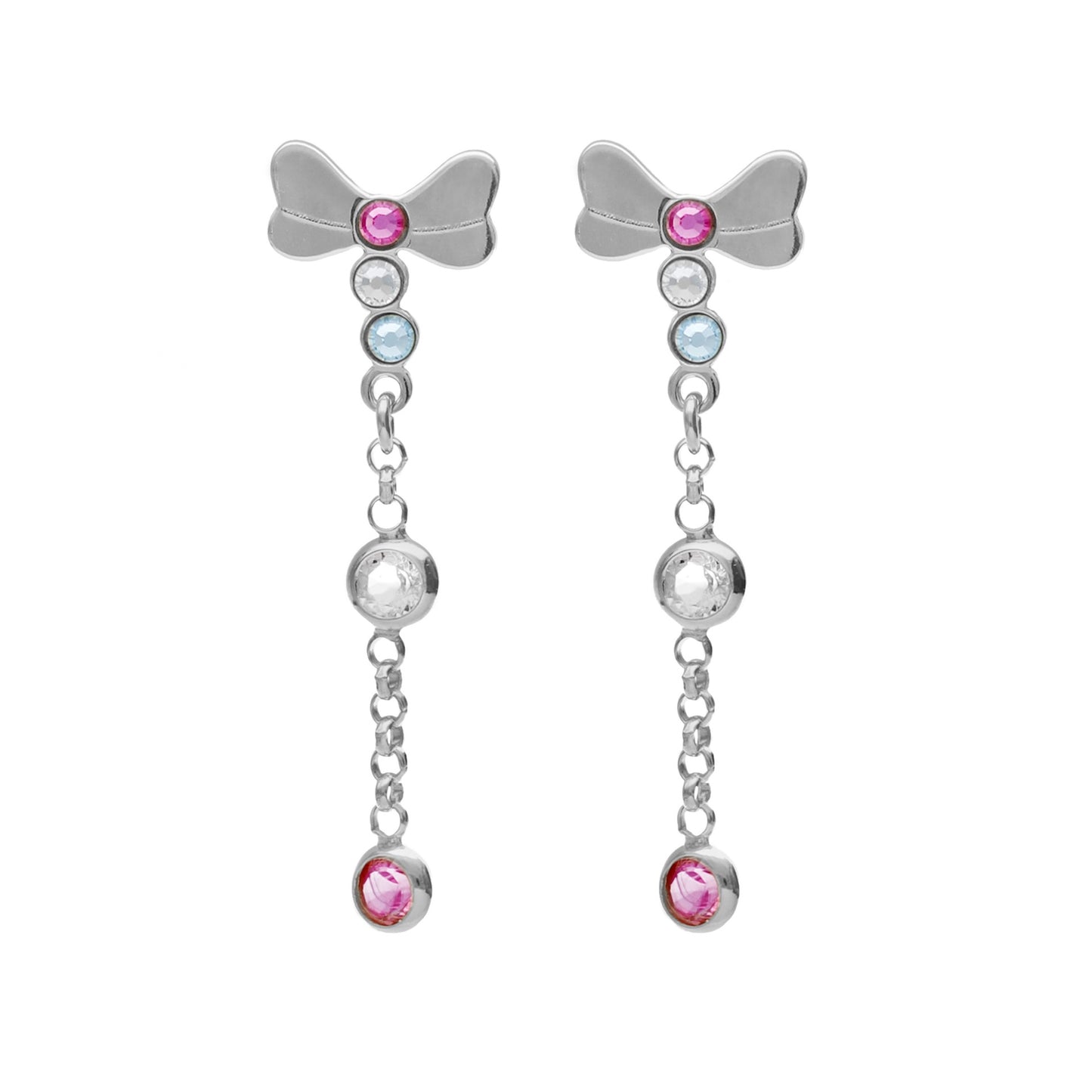 Sterling Silver Long earrings butterfly multicolor crystal from April